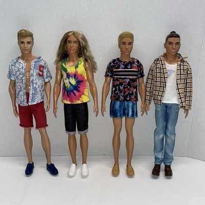 Mattel Ken Doll Lot Of 4 Fashionista Model Clothes Shoes Rooted Hair Man Bun