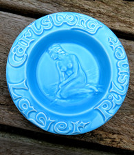 Vintage Danish Carlsberg Pilsner Lager Ashtray (naked lady) man cave Pale Blue