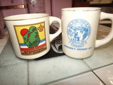 2 USA Vintage Boy Scouts mugs 1973 Scout Jamboree & Governor's roundup BSA