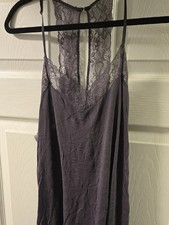H M Charcoal Lace-Trim Slip Dress Size Medium