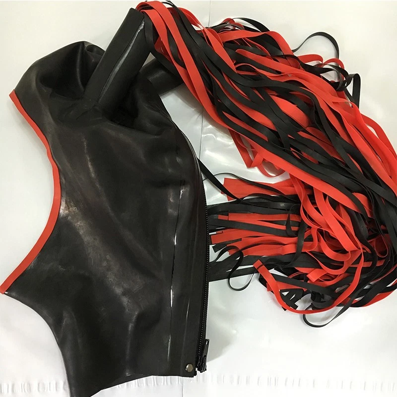 Latex Hood Open Face with Double Latex Wigs Handmade Performance Rubber Mask - Image 3 of 4