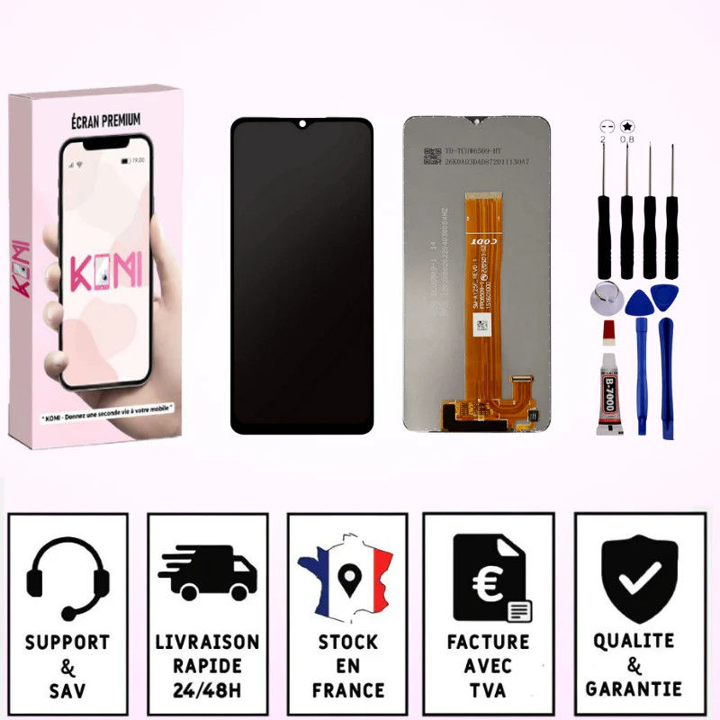 Écran LCD Samsung A04s A047F Vitre Tactile de Rechange avec Kit Outils Noir