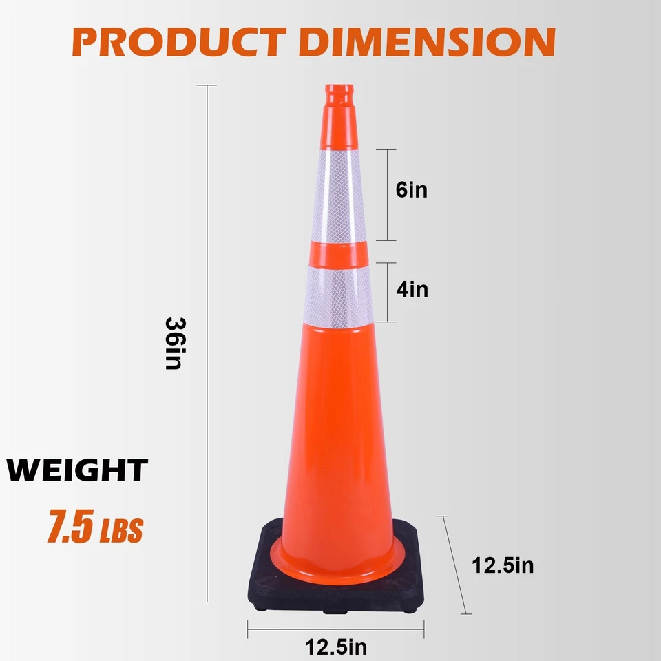 Collar Reflectante PVC Cono de Tráfico Cuatro Colores Base Ponderada Visibilidad Día/Noche Foto 3 de 4