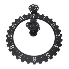 Black 3D Moving Gear Clock Retro Large Hanging Gear Clock Mechanical