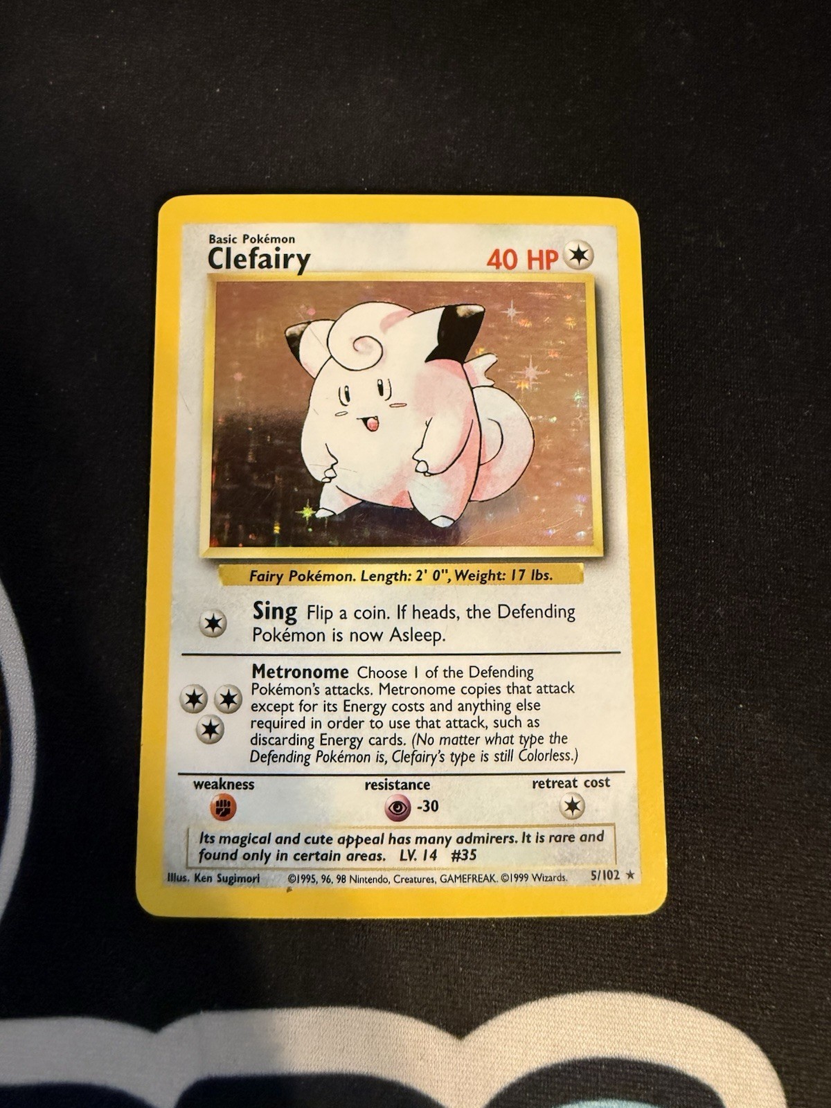 Wizards Pokémon TCG Clefairy Base Set Holo Rare Card 5/102 40 HP English 1999