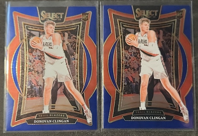 DONOVAN CLINGAN 2-CARD RC LOT 2024-25 Panini Blue Select #68 TRAIL BLAZERS Mint