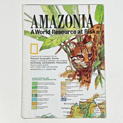 1992 National Geographic Amazonia Amazon Rainforest South America Double Map