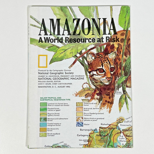 1992 National Geographic Amazonia Amazon Rainforest South America Double Map