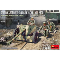 German 7,5 Cm ANTI-TANK Gun Pak 40 Mid Prod With Artillery Crew Kit 1:35 Miniart