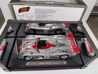 2001 AUDI R8 LEMANS RACE WINNER 1/18,SIGNED AUDI DRIVERS,KRISTENSEN,PIRRO,BIELA