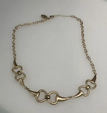 Horsebit Gold Tone Necklace, 18" Derby Equestrian Snaffle Bit Necklace by Canvas