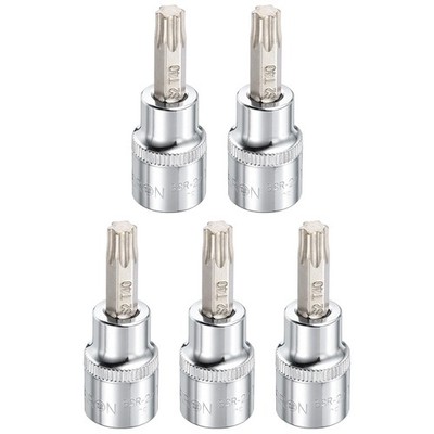 5pcs T40 Torx Bit Socket 3/8'' Drive 6 Point Star Screw Driver Socket Wrench