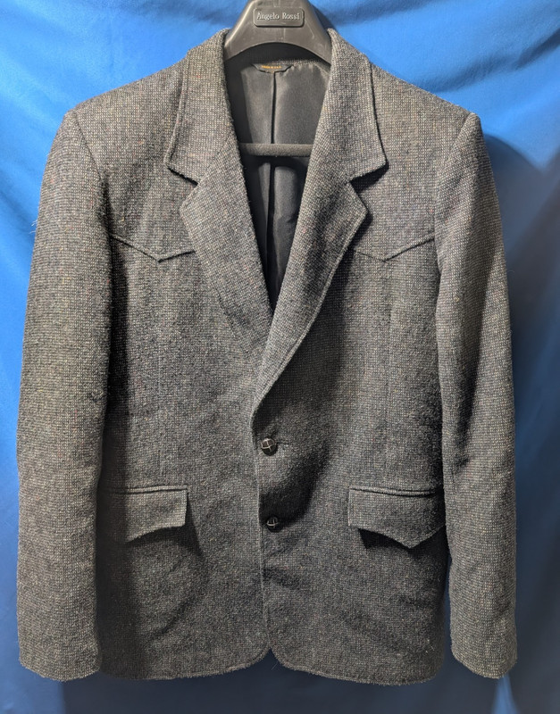 Pioneer Wear Men's Black Tweed Sport Coat 42L 2-Button Notch Lapel USA