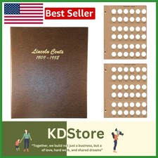 Vintage Lincoln Wheat Coin Album 1909-1958 Holds 144 Coins Brown Leather