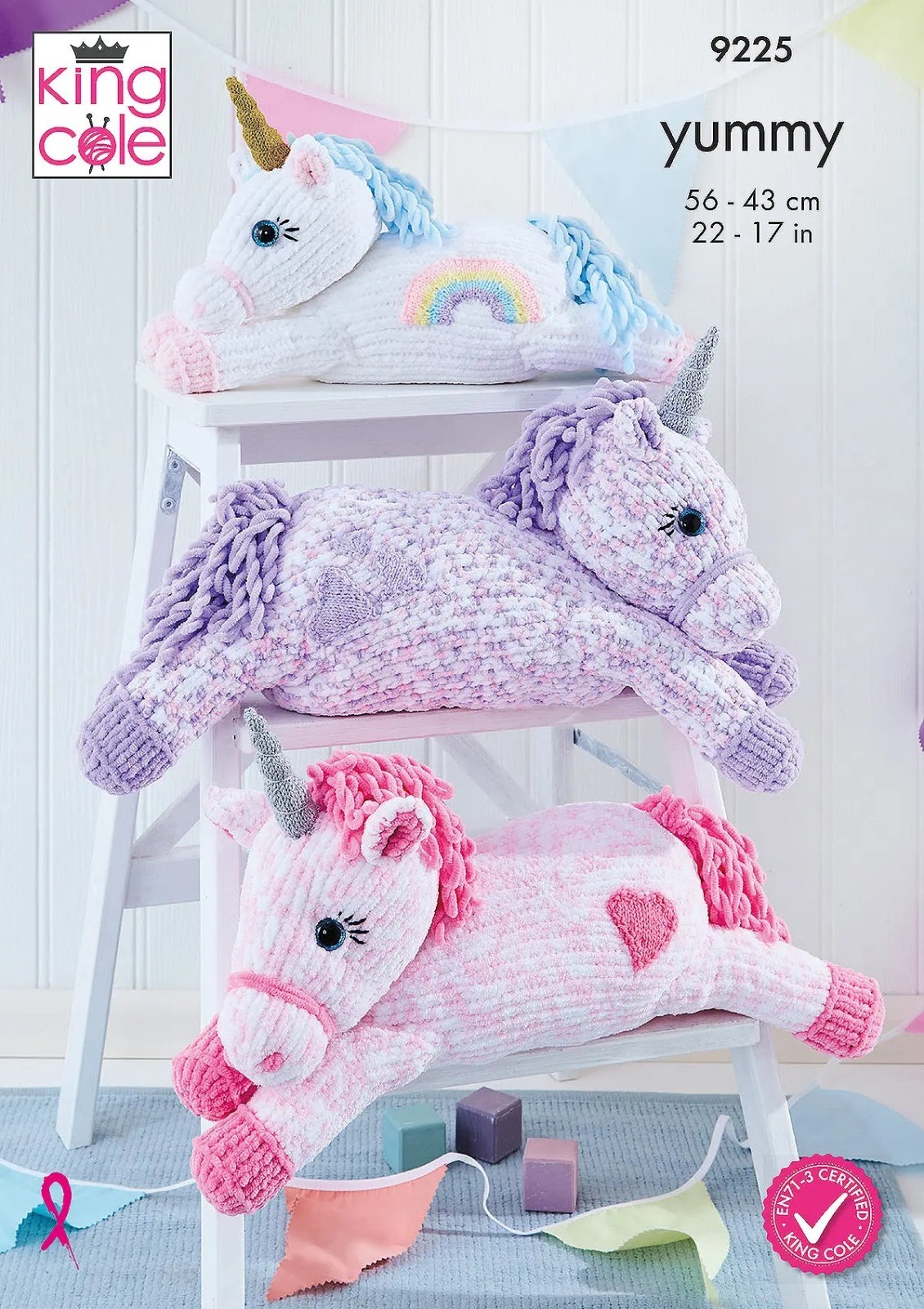 King Cole Yummy Knitting Pattern for Small & Large Unicorn Toys (9225) - Image 2