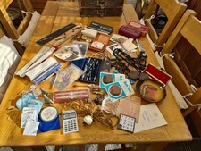 JOB LOT VINTAGE ANTIQUE COLLECTABLES CURIOS DRAWER FINDS SILVER PENS JEWELLERY