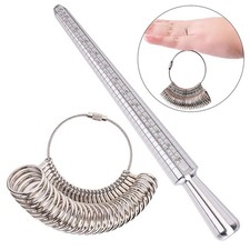 Metal Ring Sizer Gauge Mandrel Finger Sizing Measure Stick Standard Tool Sliver