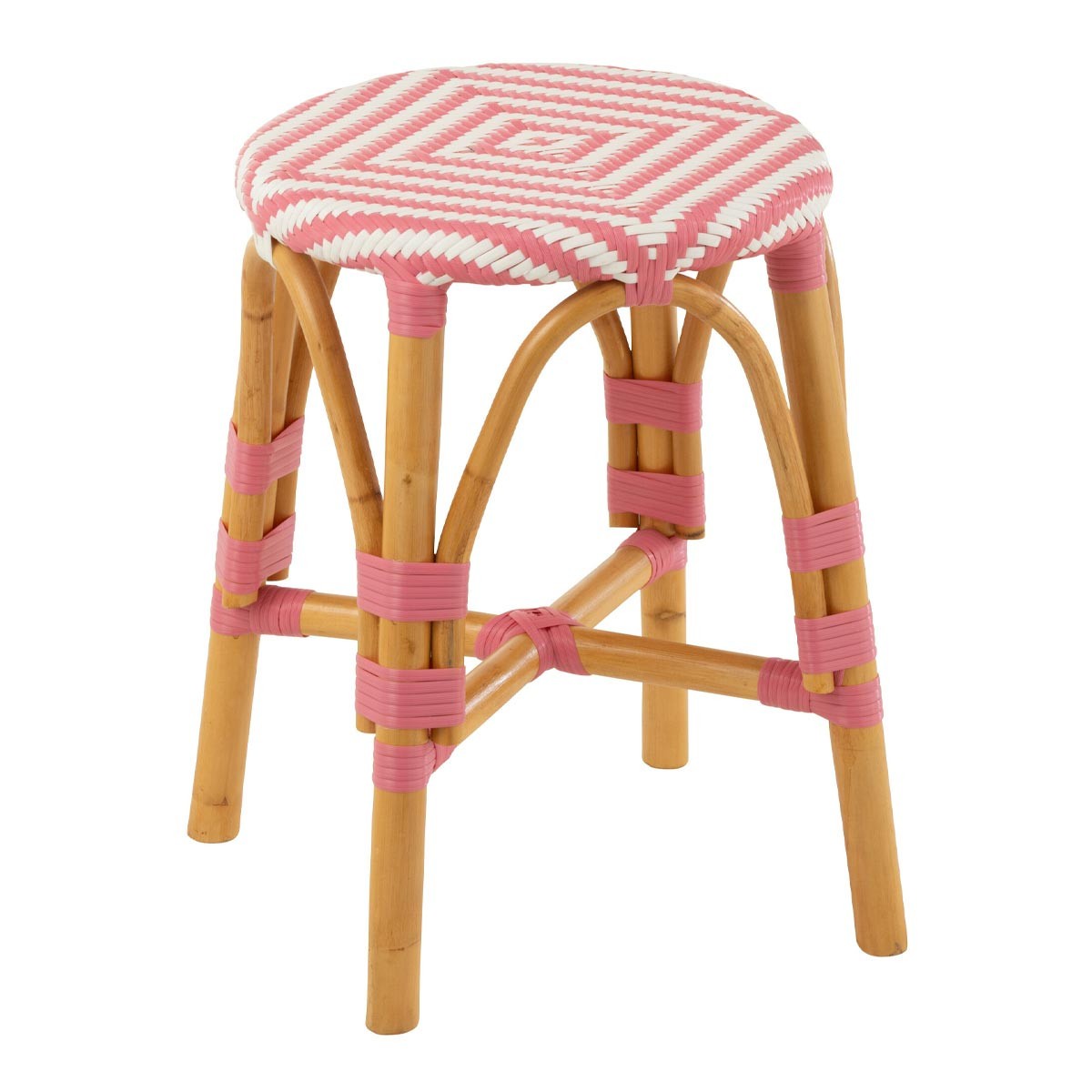 Tabouret en rotin rose Danial de 44cm pour assise d'appoint