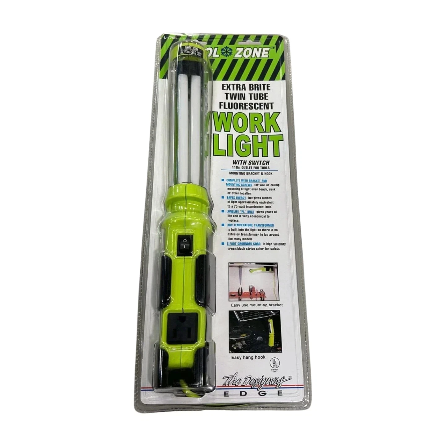 CoolZone Extra Brite Twin Tube Fluorescent Work Light w/ On-Off Switch 110V