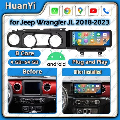 12.3'' Car Radio Navi Android 64GB For 18-23 Jeep Wrangler JL Gladiator Receiver
