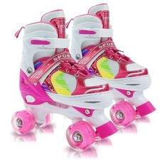 Adjustable Kids Roller Skates for Girls and Boys Ages 3-5 5-8 8-12, All 8 Whe...