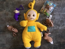 Vtg 90s Plush Teletubbies Talking Laa-Laa Bunny Tinky Winky Clips 6 Pcs Toy Lot