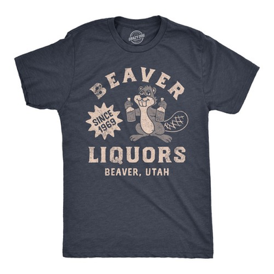 #ad Mens Beaver Liquors T Shirt Funny Booze Bottle Drinking Joke Tee for Guys $9.50