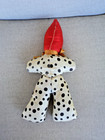 Vintage Cloth Body  Doll 13" Plastic Face , ribbon around neck polka dot legs — photo 2