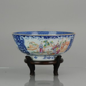 Large Antique Qianlong 18th Mandarin Rose Porcelain Bowl Chinese Ladies[...