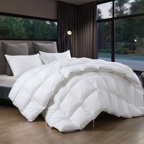 SNOWMAN Goose Down Comforter Set Queen/King Size Duvet 100% Cotton Gray/White - Picture 7 of 12