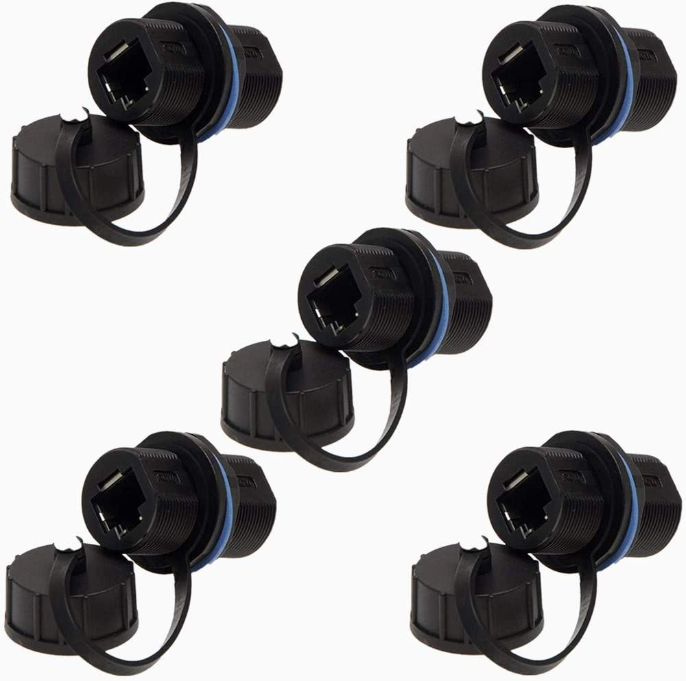 5PCS Panel Mounting Shielded RJ45 Waterproof Cat5/5E/6 8P8C Connector E