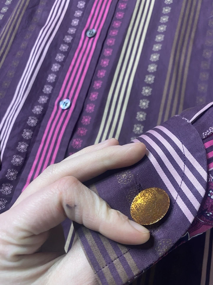 Camisa Ted Baker con cuello abotonado para hombre talla 16/40,5 oro rosa rayas latón Foto 4 de 4