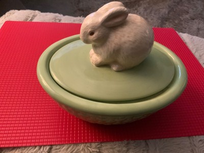 Bunny covered dish for any season Hallmark limited trinkets in beautiful cond.