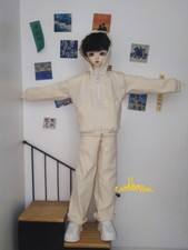 1/6 1/4 1/3 Uncle BJD Doll Clothes Sports Suit Outfit Beige Hoodie  Pants AS DZ