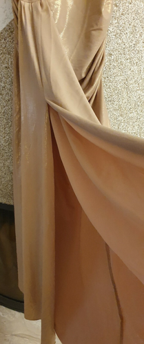 S/M - 36/38 Designer Ball Abend Kleid drapiert Schlitz Gold schön Maße beachten - Bild 3 von 10