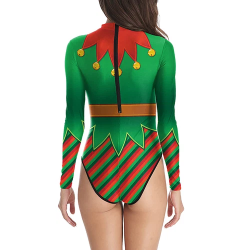 Christmas Swimwear Long Sleeve Jumpsuit Costume One-Piece Swimsuit Holiday Women - Bild 15 von 21