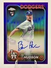 2024 Topps Chrome -  Bryan Hudson #RA-BHU  RC Auto Purple Refractor /250 Dodgers