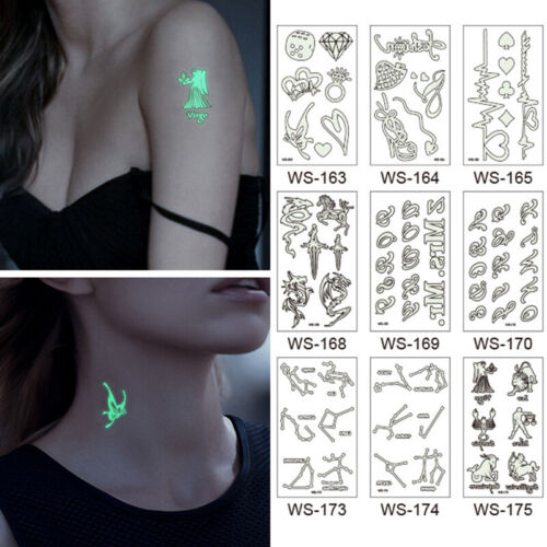 Luminous Tattoo Stickers Waterproof Night Light Glowing Body Art Temporary