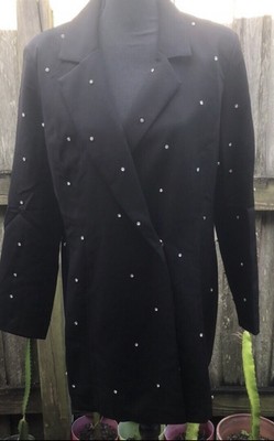 Boohoo CRYSTAL EMBELLISHED BLAZER DRESS P 12 Mini New With Tags Open Bag