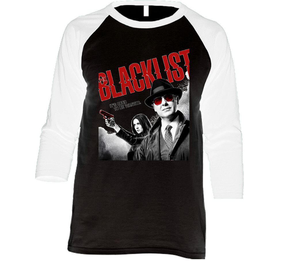 The Blacklist Tv Show Raymond Red Reddington Elizabeth Keen Raglan manica 3 4