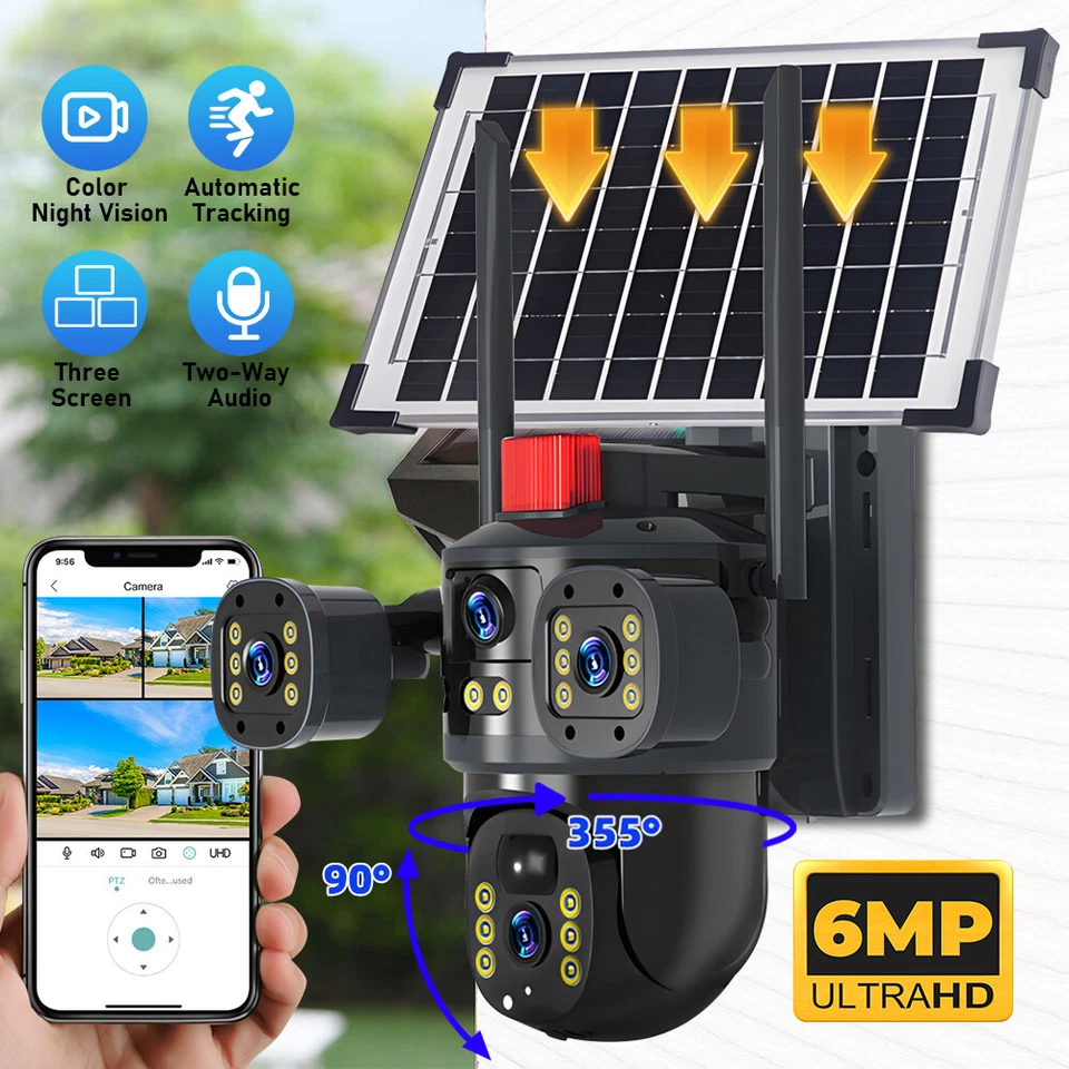 4x Solar Battery Powered Wireless WiFi Outdoor Home Security Camera System CCTV - Image 2 of 4