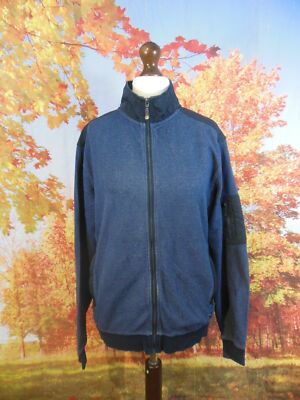 Baileys Originals blau Baumwolle durchgehender Reißverschluss Sweatshirt Strickjacke. UK Herren Gr. Large