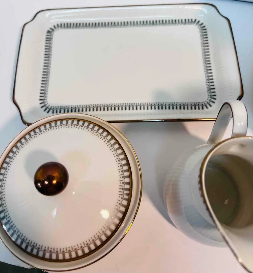 Juego de té vintage Winterling Roslau Bavaria tetera, crema, azúcar, bandeja, 5 tazas/sa Foto 4 de 4