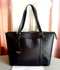 White House Black Market Black Leather Anna Tote, Laptop Bag Retails- $248