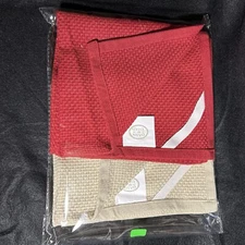 Set 2 Cotton Dish Towels Dash Of That 15” X 25”Red Beige Waffle Weave Holidays