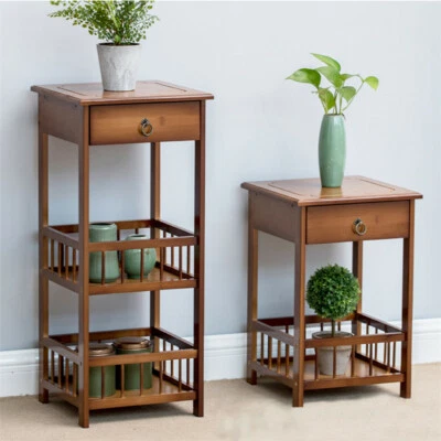 UNHO Heavy Duty 2/3-Tier Bamboo Side End Table Night Stand Storage Display Shelf Home