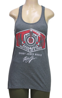 Bobby James Music Waiting On A Train  Women's Tank Sleeveless Gray Size XL