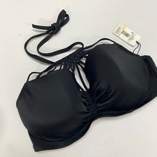 Shade  Shore Summer Black Bikini Top Women's 38D Padded Swimsuit Strappy Halter