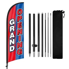 8FT Red Grand Opening Advertising Feather Flag Banner with Pole and Ground Stake