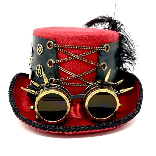 Cappello Steampunk Stile Viaggiatore del Tempo Top Hat Piuma Halloween Costume Cappello Cosplay - Foto 2 di 3